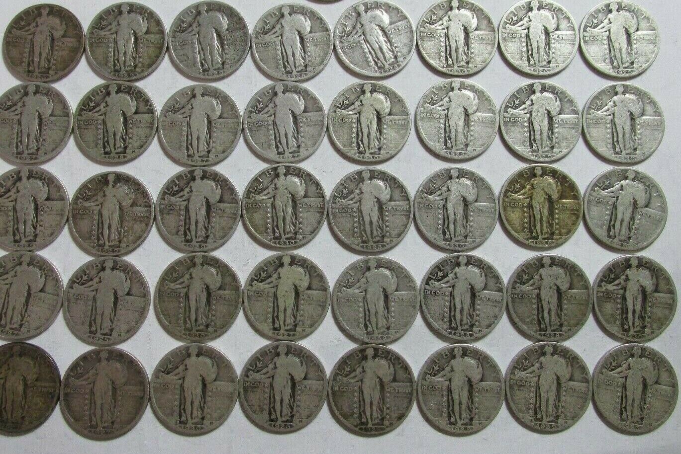 Roll Of 40 $10 Face 90% Silver Standing Liberty Quarters Dated Bulk 1925-30